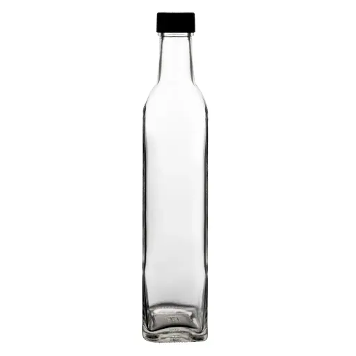 [RHD9261] Oil/Vinegar 500ml Clear Square Bottle With Lid - 10425
