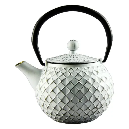 [RHD9274] Teapot Cast Iron 500ml Tea Infuser White 21772