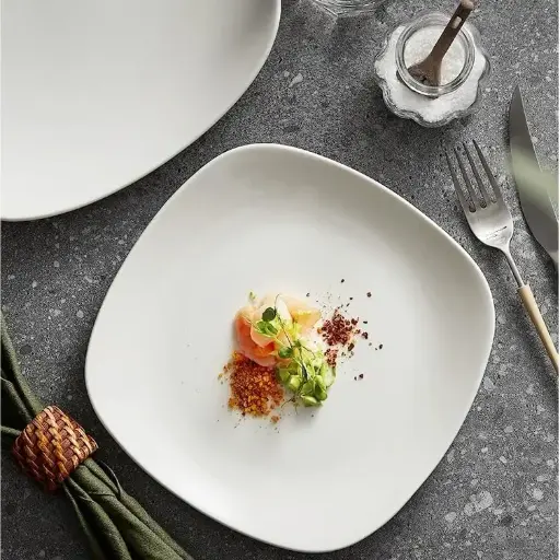 [RHD9281] Plate 27x27cm Square White Porcelain CJ-Plate-1 