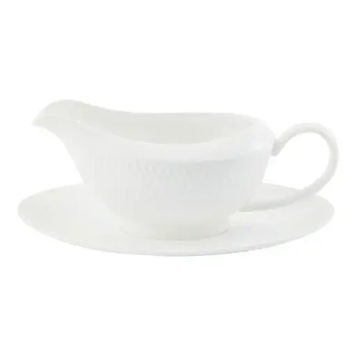 [RHD9294] Gravy Boat 480ml & Saucer White Basic Diamond - Maxwell & Williams DV0256