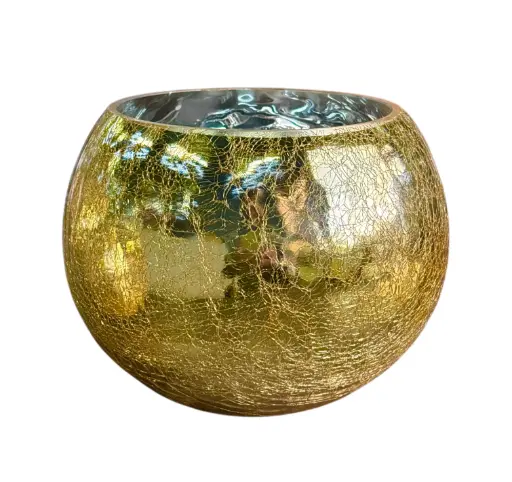 [RHD9314] Glass Vase 15x17Cm Bubble Ball Gold VAS18QBJ