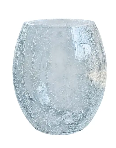 [RHD9321] Glass Vase 18x16Cm Belly Crackle VAS195520BH