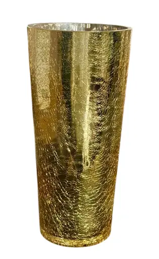 [RHD9323] Glass Vase 25x12Cm Gold Crackle VAS195525BJ