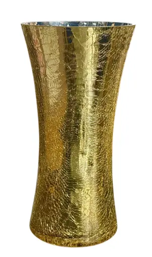 [RHD9325] Glass Vase 25x13Cm Gold Crackle VAS8225BJ