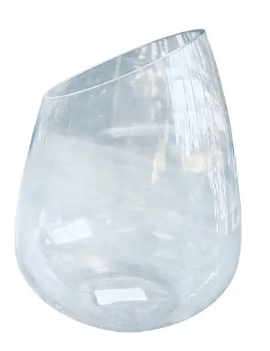 [RHD9329] Glass Vase 22x17Cm Slant Cut Clear VAS302123