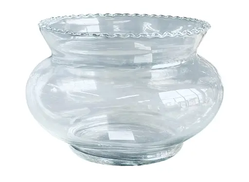 [RHD9331] Glass Vase 15x24Cm Wave Top Flat Clear VAS250HB