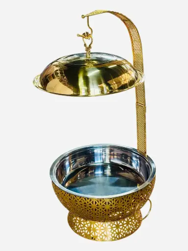 [RHD9342] Chafing Dish 8lt Round Hanging Golden Cover