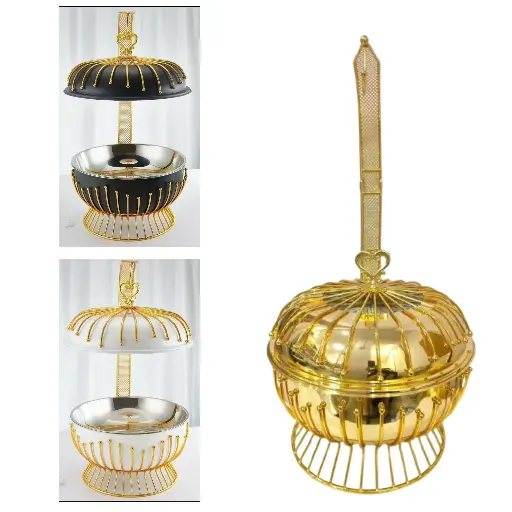 [RHD9439] Chafing Dish 8lt Round Colour Body with Gold Frame Modern 