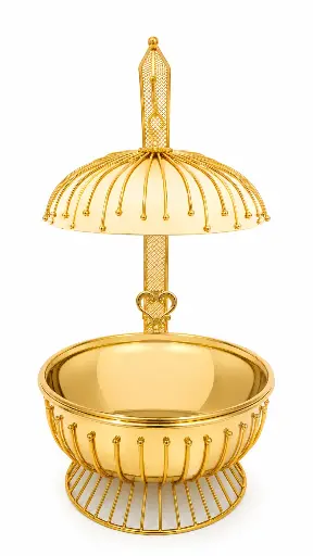 [RHD9457] Chafing Dish 8lt Round Gold Body with Gold Frame Modern 