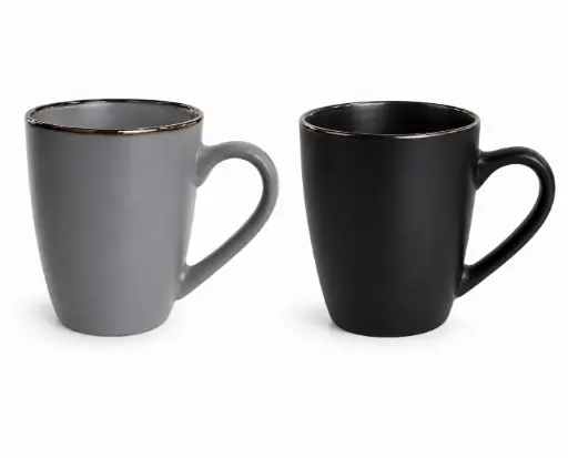[RHD9507] Coffee Mug 380ml Solid Assorted Colours with Bronze Rim - CU319GDR