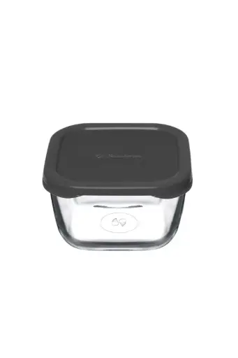 [RHD9516] Glass Dish with Lid 275ml (9x9x5.5cm) Grey Lid Snowbox - 53223