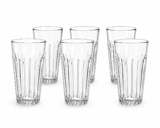[RHD9577] Tumbler 6pc Set 330ml Highball Linear Grooved - HYT70150JW