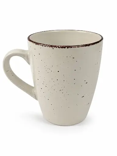 [RHD9602] Coffee Mug 380ml Speckled Stone Colour with Brown Rim - CU319