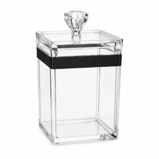 [RHD9625] Canister 9x9x13cm 500ml Square Acrylic with Diamante Knob - Premium Collection