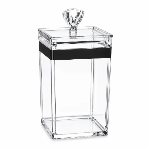 [RHD9626] Canister 9x9x16.5cm 700ml Square Acrylic with Diamante Knob - Premium Collection