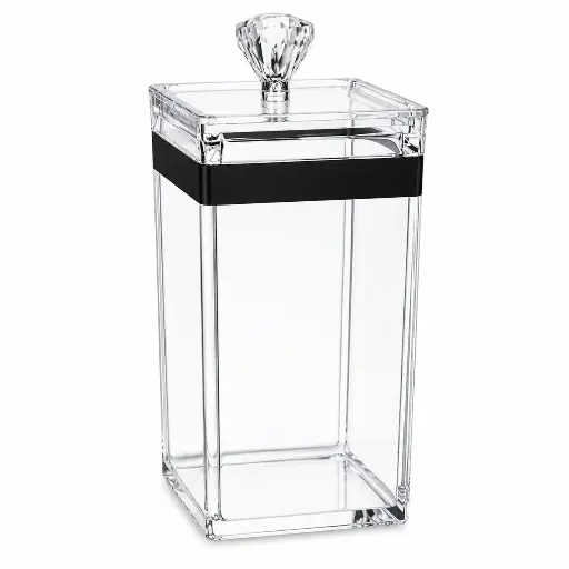 [RHD9627] Canister 9x9x19.5cm 900ml Square Acrylic with Diamante Knob - Premium Collection