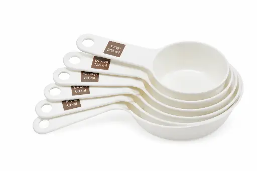 [RHD9650] Measuring Cups 6pc Scoop Shape Plastic - White