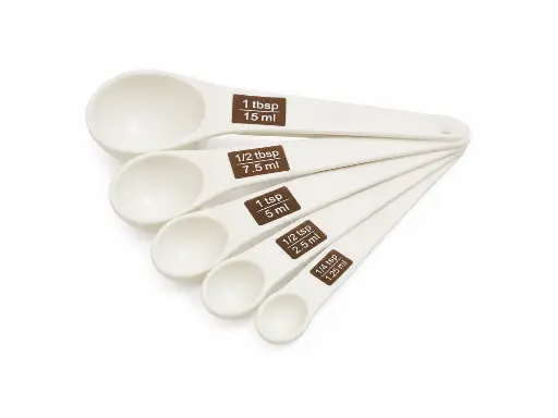 [RHD9651] Measuring Spoon 6pc Scoop Shape Plastic - White