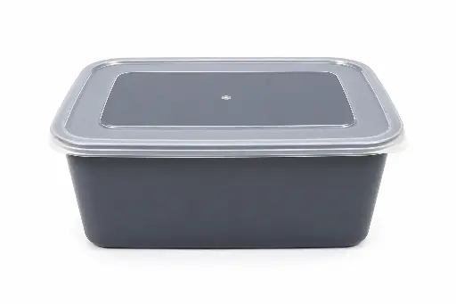 [RHD9707] Storage Box 3500ml (24x18x11cm) Grey Plastic & White Translucent Lid Feely - BNM-0550