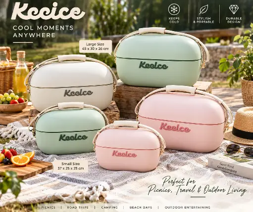 [RHD9771] Cooler Box 37x25x25cm Rectangular with Leather Strap - Keeice