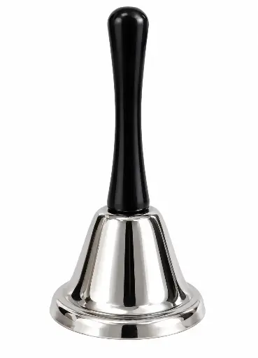 [RHD9829] Hand Bell with Black Handle - Silver Service Bell - 218