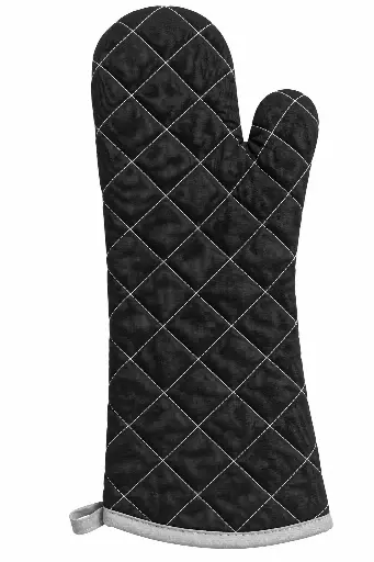 [RHD9845] Oven Mitt 40x15cm Quilted Black Premium - Kitchen Essentials 