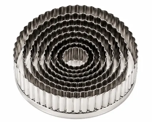 [RHD9888] Dough Cutter 10pc Round Fluted Stainless Steel - Baking Essentials F0010