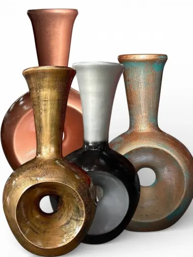 [HD2467] Vase AC 52cm 1 Hole Urn With Neck - Metallic