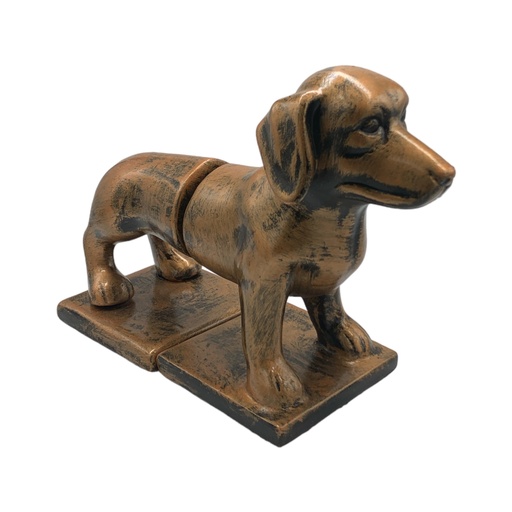 [RHD1663] Bookend AC 30x12x22cm Sausage Dog-Metallic