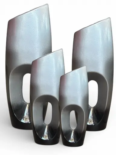 [HD2834] Vase AC 105x28x21cm Shakira-Metallic