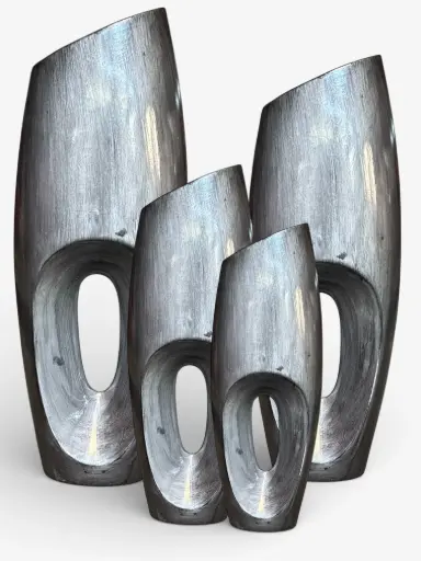 [HD2836] Vase AC 82x23x16cm Shakira-Metallic