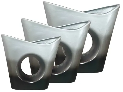 [HD2905] Vase AC 35cm (35x39x13cm) Boat 1 Hole - Metallic