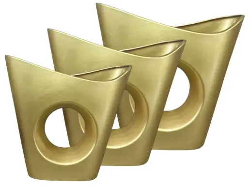 [HD2907] Vase AC 25cm (25x29x11cm) Boat 1 Hole - Metallic