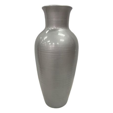[HD2942] Vase AC 57cm Belle Grooved Large - Metallic