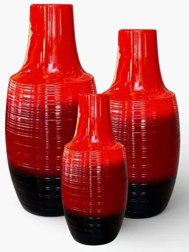 [HD3053] Vase AC 43x21cm Denali Grooved-Base