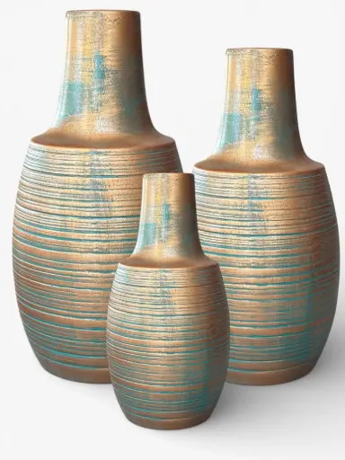 [HD3056] Vase AC 70x29cm Denali Grooved-Metallic