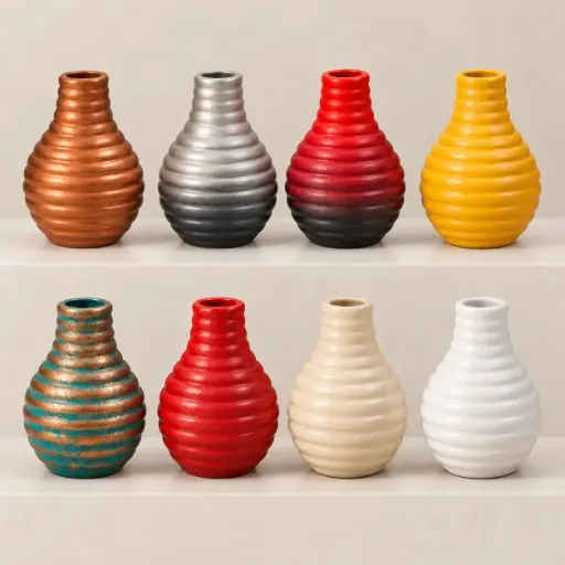 [HD1908] Vase AC 14cm (14x8cm) Ribbed Bud Bottle - Base