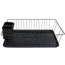 [RHD9058] Dish Rack 36X30.5X14.5Cm Steel With Black Tray A (694)nd Caddy Rh