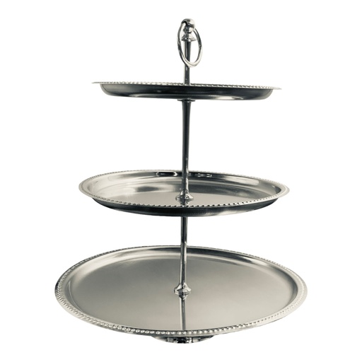 [SS289] Cake Stand 3T 39Hx32D cm Round Stainless Steel With Dots 32/26/22cm Erm1347