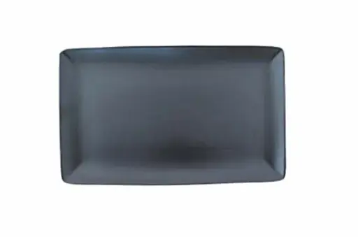 [D2172] Platter 27x21.5cm Wave Rectangular Ele Matt Black -Continental China