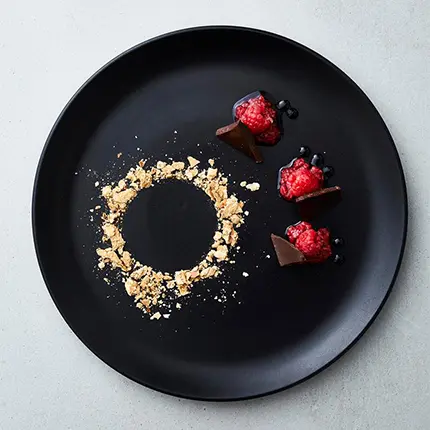 [D2173] Plate 27cm Wave Ele Matt Black - Continental China