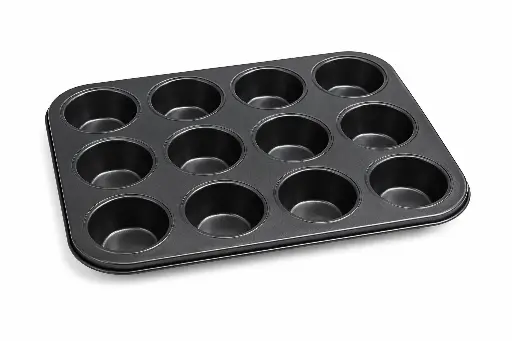[OV123] Muffin Pan 12 Cup 35x26x3cm Carbon Steel Plain Non-Stick - Baking Basics