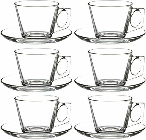 [GL1068] Cup & Saucer Set 12pc 195ml Glass Vela - 97302