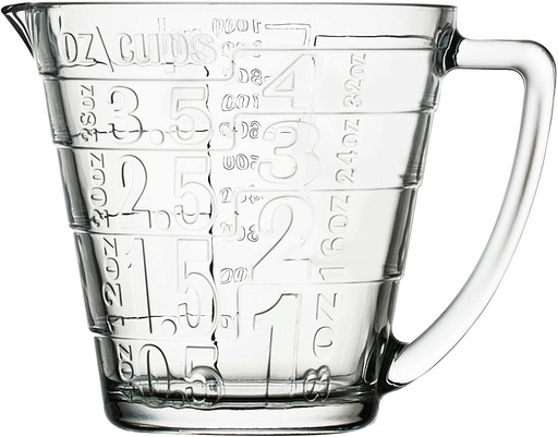 [GL1239] Measuring Jug 1lt Glass Embossed - 55172