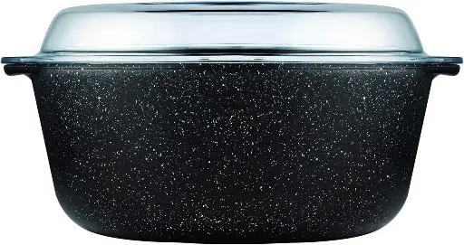 [GL1422] Casserole 3Lt Black Round With Glass Lid - Borcam 59013