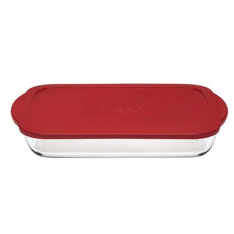 [GL1521] Casserole Dish 3850ml Rectangular With Red Lid (40x25cm) - Borcam 59124