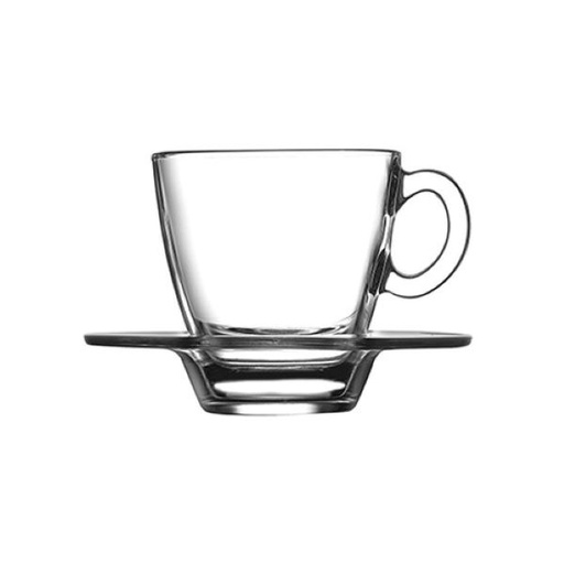 [GL1524] Cup & Saucer Set 12pc 72ml Glass Espresso - Aqua 95756