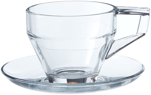 [GL1525] Cup & Saucer Set 12pc 200ml Glass Shiny - 96577