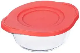 [GL1776] Bowl 840ml Round With Red Lid (19x16cm) - Borcam 59133