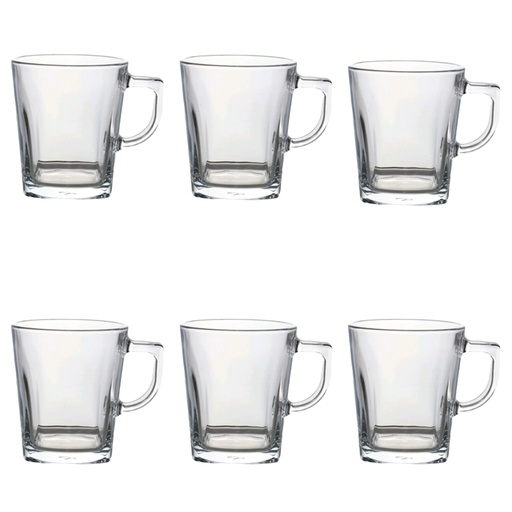 [GL1836] Coffee Mug 6pc Set 270ml Square Glass - Carre 55223